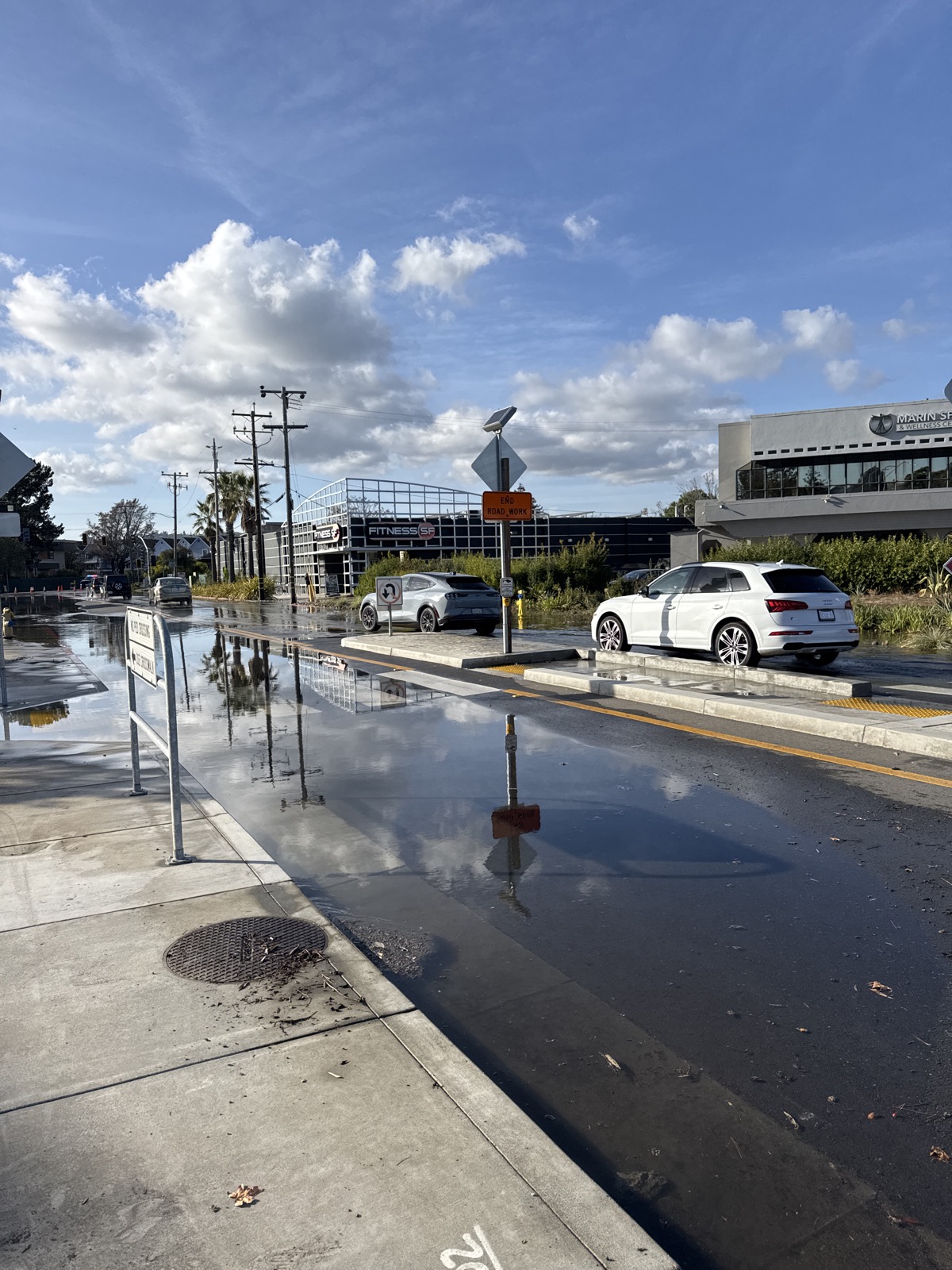 Flooded near Greenbrae, Oct 30, 7.1 ft tide